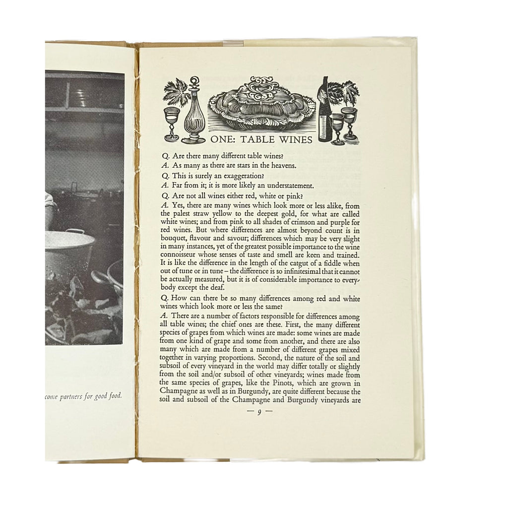 What About Wine? by Simon, Andre L., a rare detail of the 1953 - wine book.