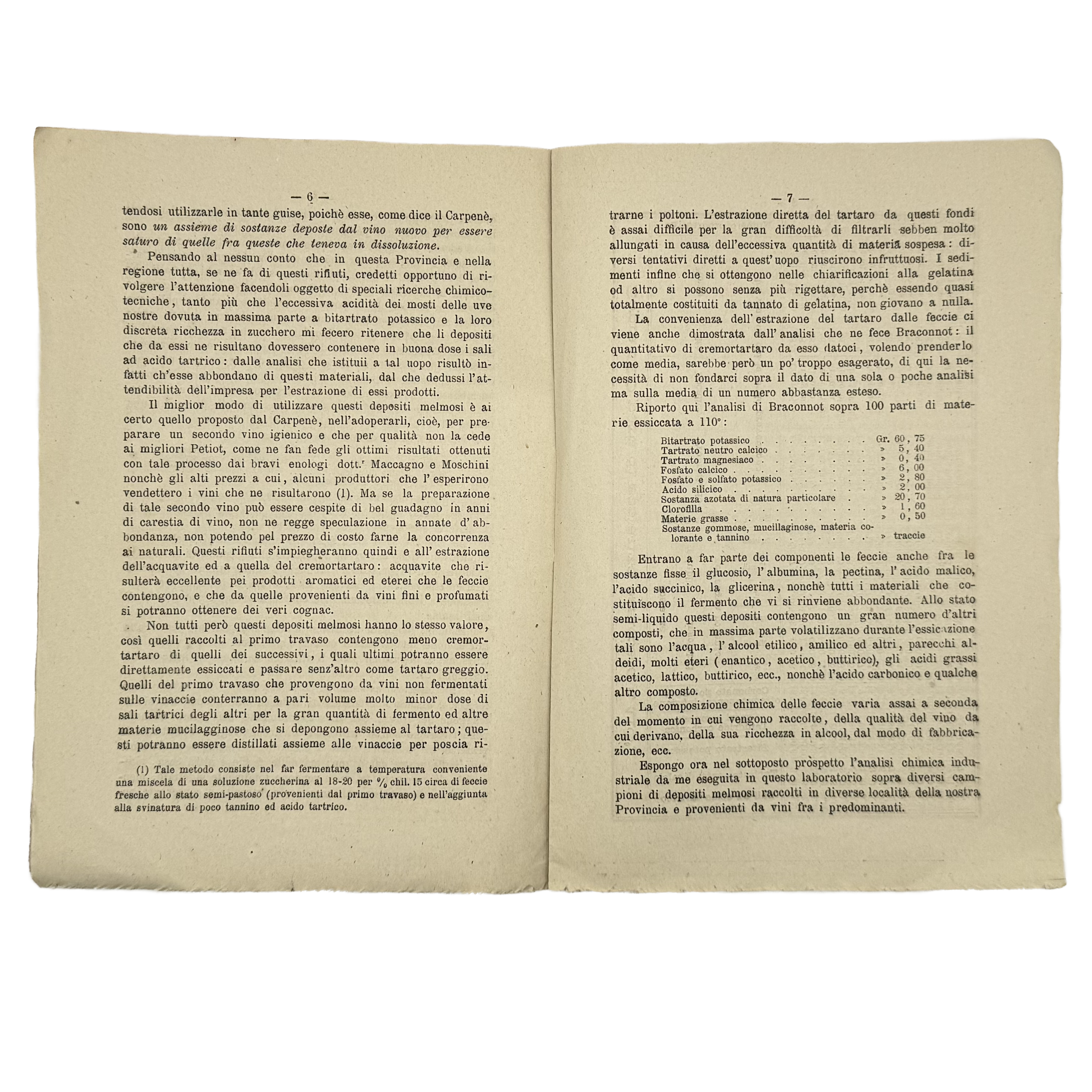 L'Industria Del Cremortartaro by Callegari, Riccardo, a rare photograph of the 1876 - wine book.