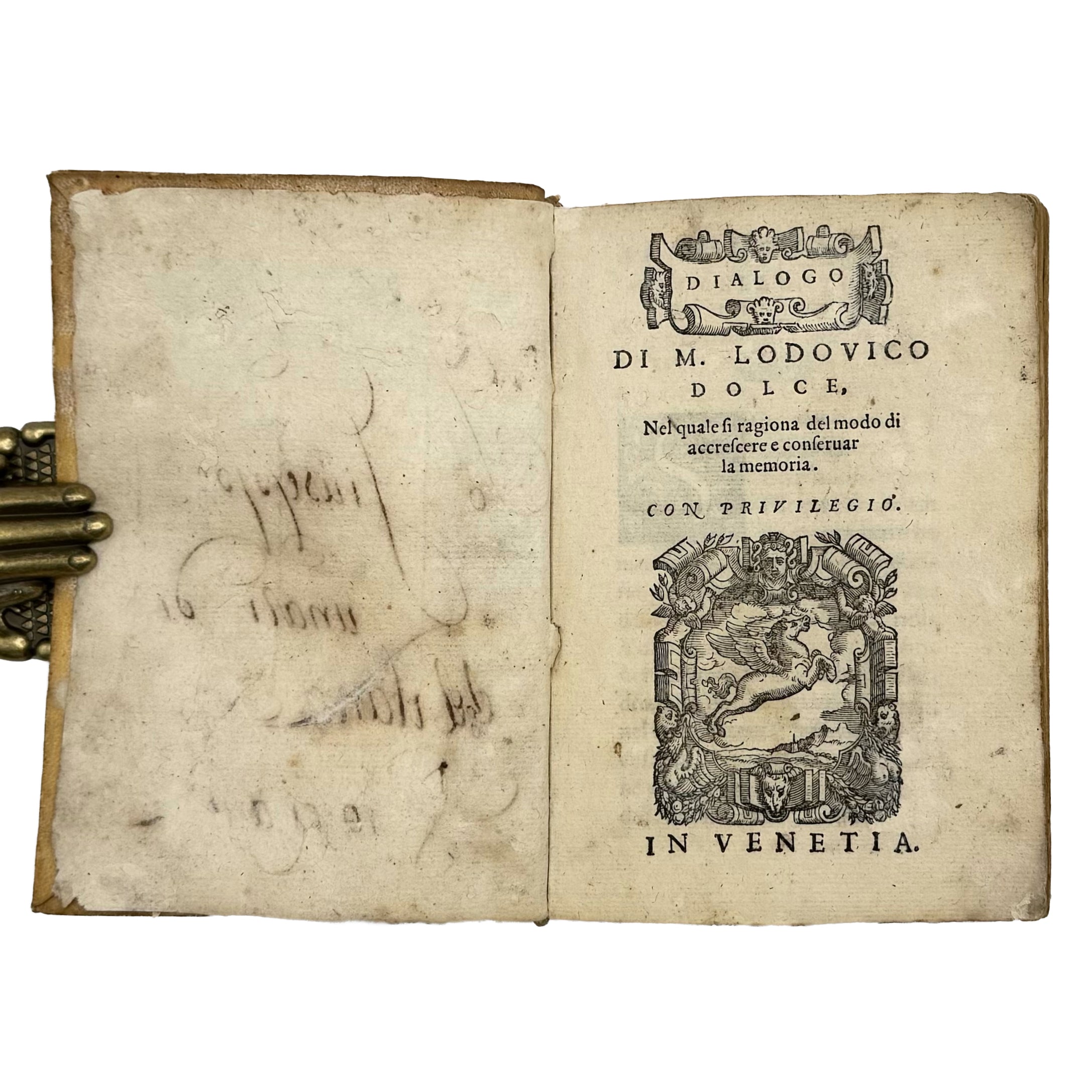 Dialogo (..) nel quale si ragiona del modo di accrescere e conservar la memoria by Dolce, Lodovico: a rare visual excerpt of the 1562 classics text