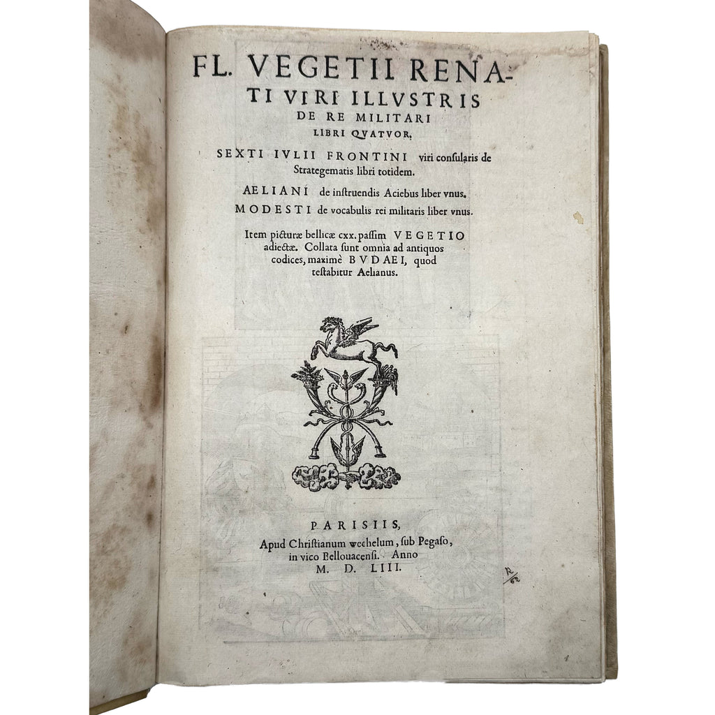 De re militari libri quatuor by Vegetius, Renatus Publius Flavius: a scarce illustrative detail of the 1553 illustrated & decorative publication
