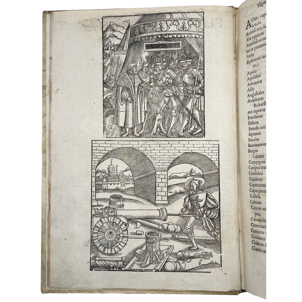De re militari libri quatuor by Vegetius, Renatus Publius Flavius: an exquisite selection from the 1553 illustrated & decorative publication