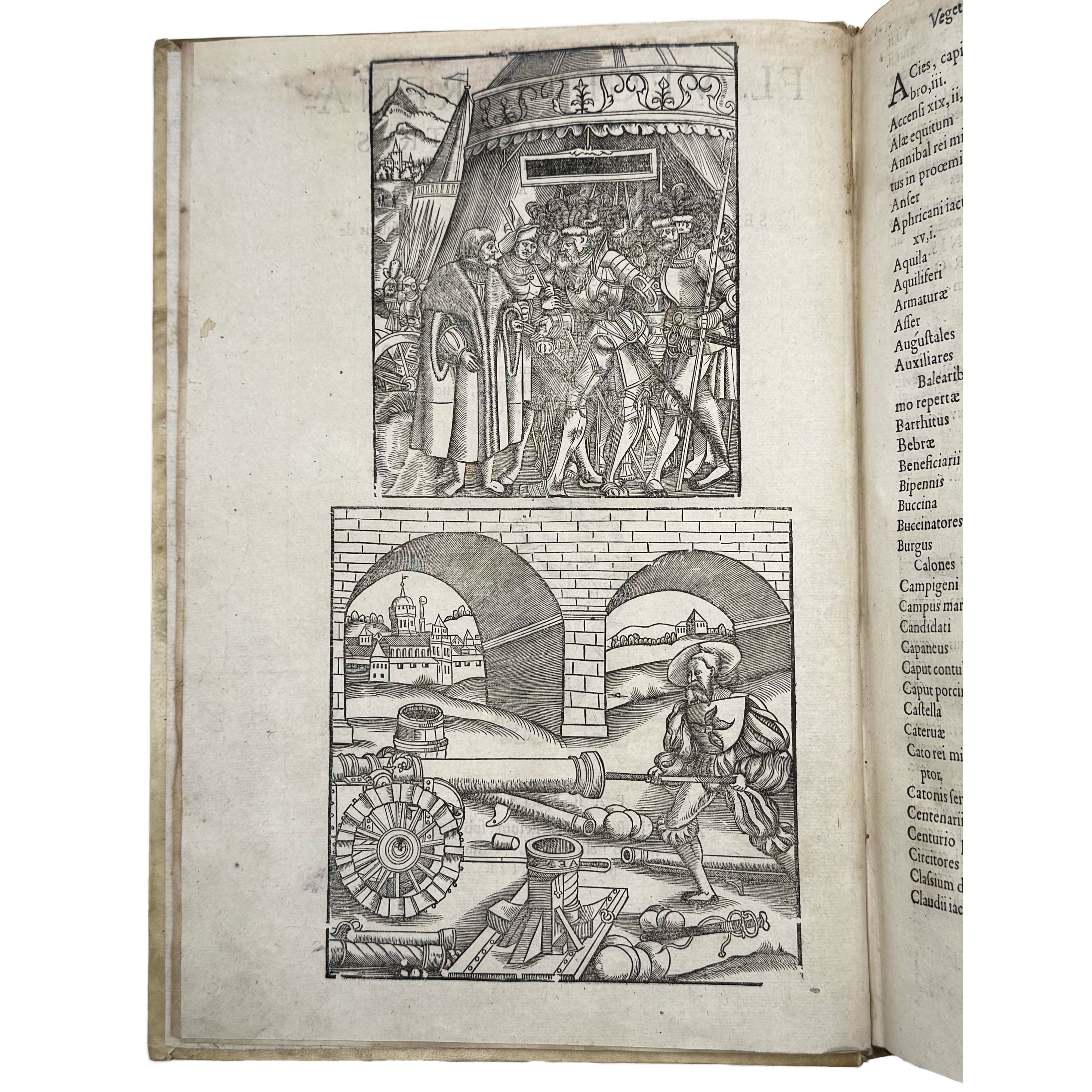 De re militari libri quatuor by Vegetius, Renatus Publius Flavius: an exquisite selection from the 1553 illustrated & decorative publication