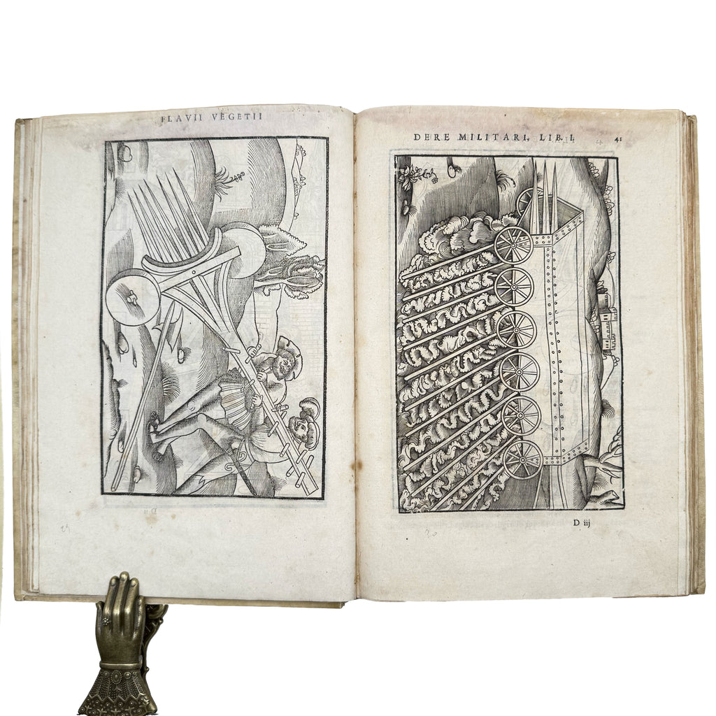 De re militari libri quatuor by Vegetius, Renatus Publius Flavius: an exquisite selection from the 1553 illustrated & decorative text