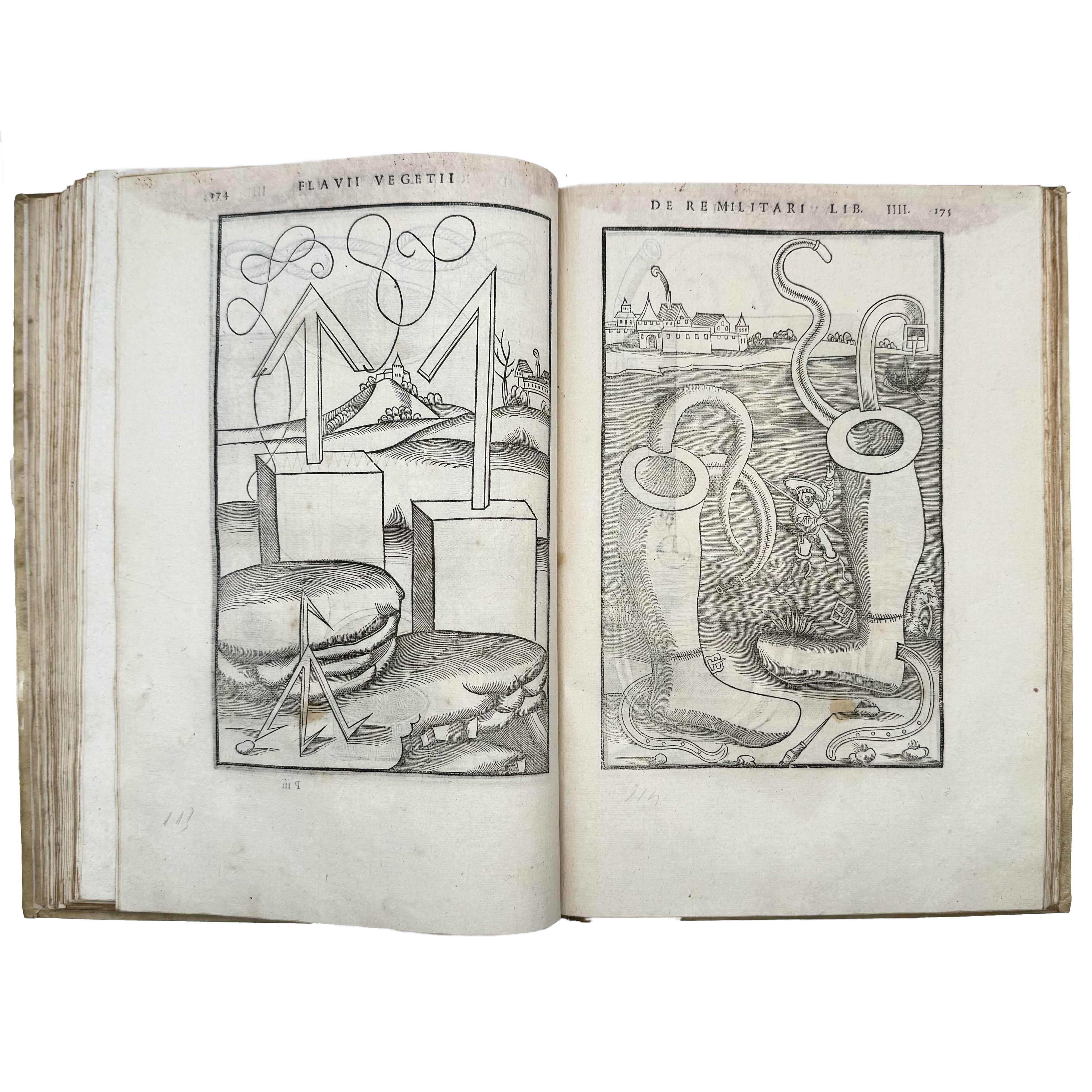 De re militari libri quatuor by Vegetius, Renatus Publius Flavius: a selected plate showing the 1553 illustrated & decorative text