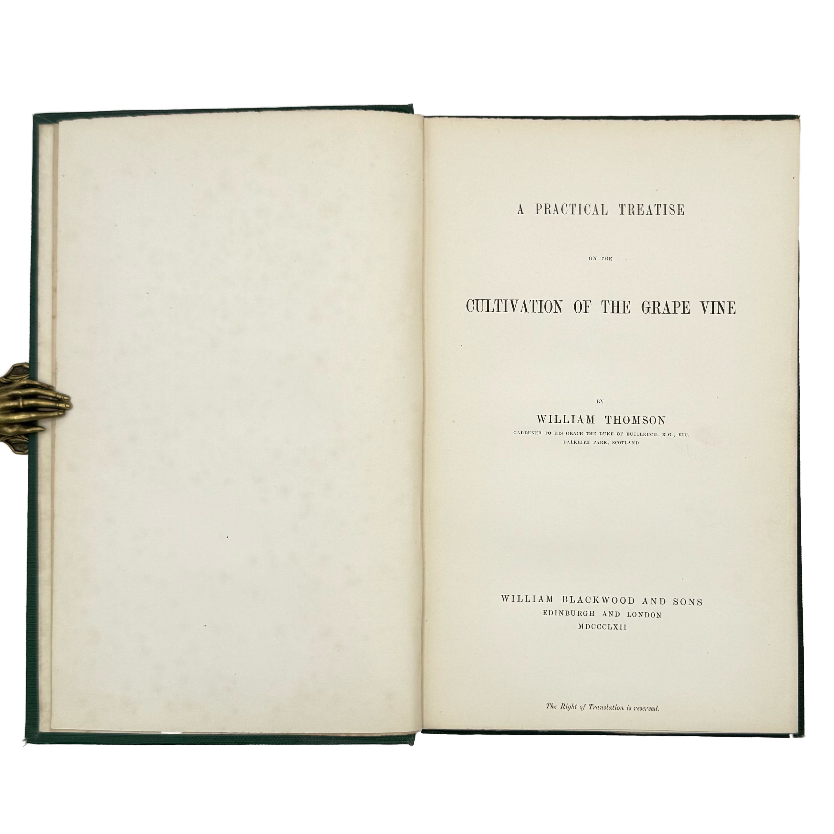 A Practical Treatise on the Cultivation of the Grape Vine by Thomson, William: a singularly preserved detail from the 1862 wine & viticulture edition