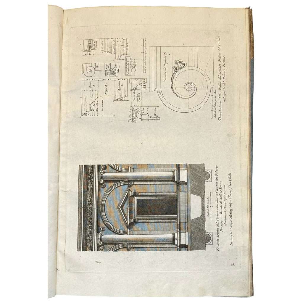 Studio d’architettura civile sopra gli Ornamenti di Porte e Finestre tratti da alcune Fabbriche insigni di Roma (...) by Specchi, Alessandro; De Rossi, Domenico: a remarkable illustrative passage from the 1716 illustrated & decorative work