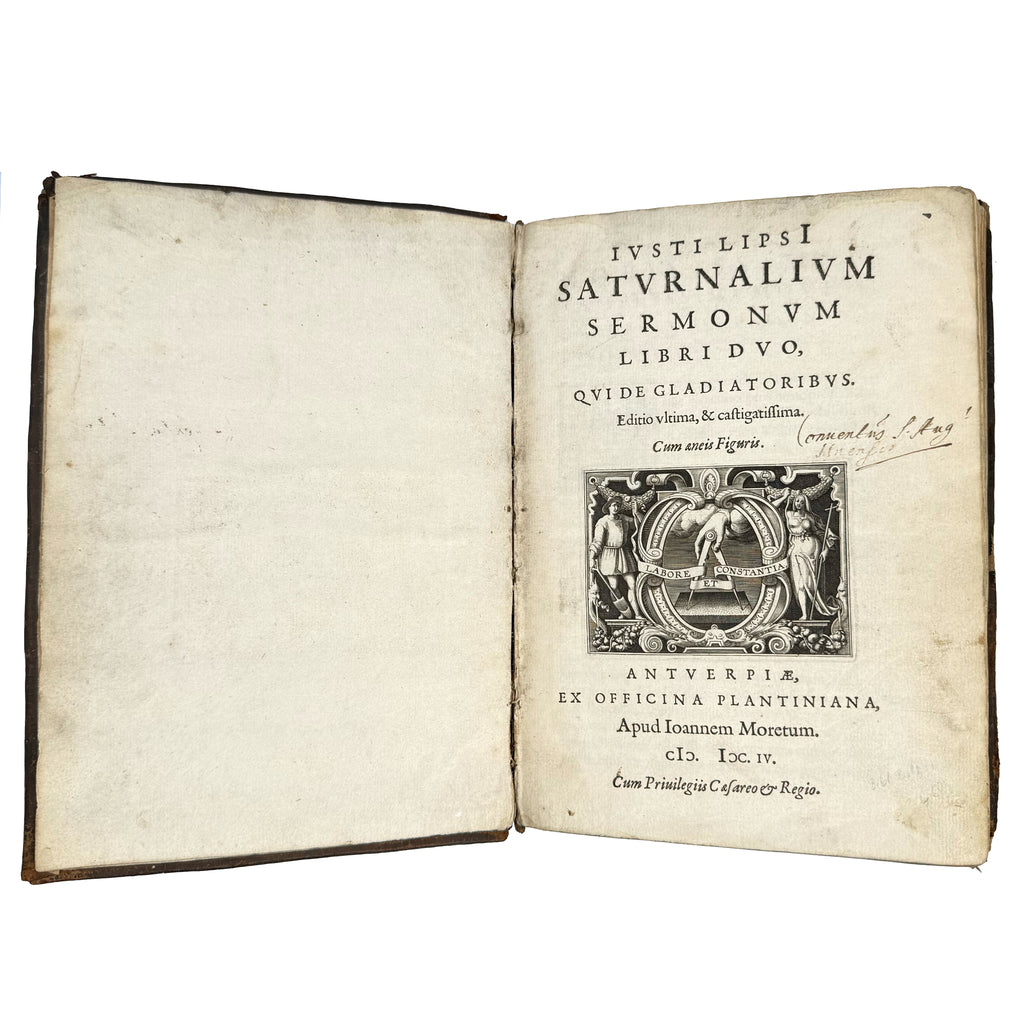 Saturnalium Sermonum libri duo, qui de Gladiatoribus; BOUND WITH: De Amphiteatro Liber (INCL: De Amphiteatris quae extra Romam libellus) by Lipsius, Justus: an uncommon visual fragment of the 1604 illustrated wonders publication