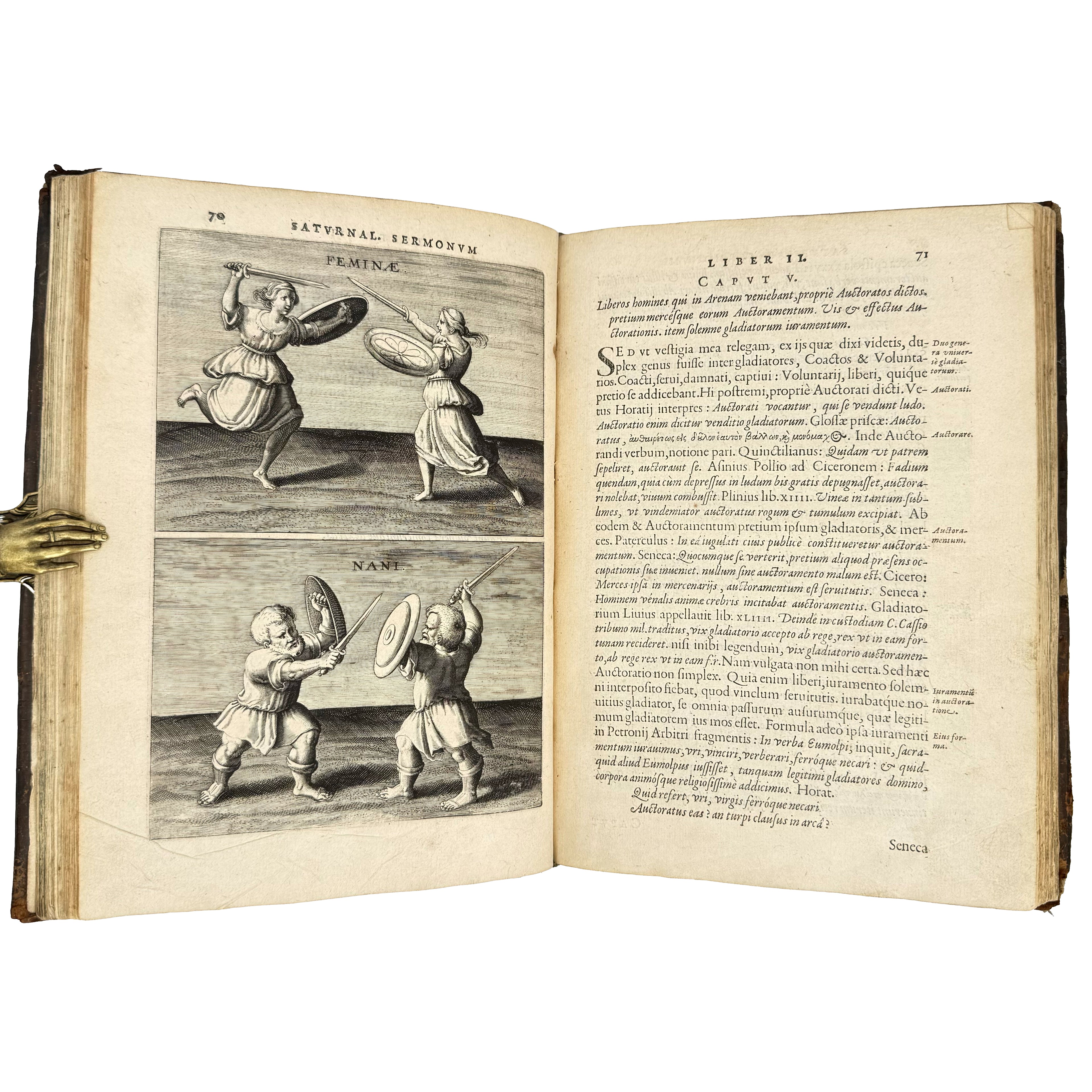 Saturnalium Sermonum libri duo, qui de Gladiatoribus; BOUND WITH: De Amphiteatro Liber (INCL: De Amphiteatris quae extra Romam libellus) by Lipsius, Justus: a distinguished excerpt from the 1604 illustrated wonders copy