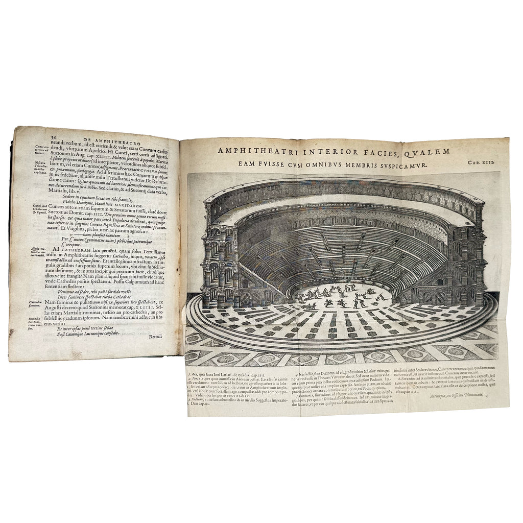 Saturnalium Sermonum libri duo, qui de Gladiatoribus; BOUND WITH: De Amphiteatro Liber (INCL: De Amphiteatris quae extra Romam libellus) by Lipsius, Justus: a noteworthy detail captured from the 1604 illustrated wonders text