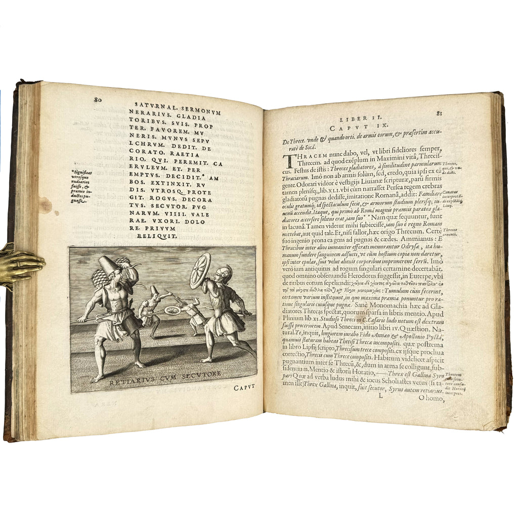 Saturnalium Sermonum libri duo, qui de Gladiatoribus; BOUND WITH: De Amphiteatro Liber (INCL: De Amphiteatris quae extra Romam libellus) by Lipsius, Justus: an exquisite selection from the 1604 illustrated wonders work