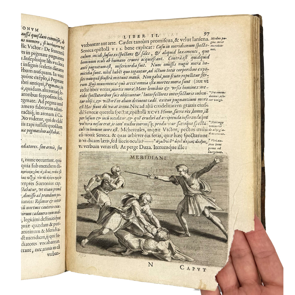 Saturnalium Sermonum libri duo, qui de Gladiatoribus; BOUND WITH: De Amphiteatro Liber (INCL: De Amphiteatris quae extra Romam libellus) by Lipsius, Justus: a rare visual excerpt of the 1604 illustrated wonders volume