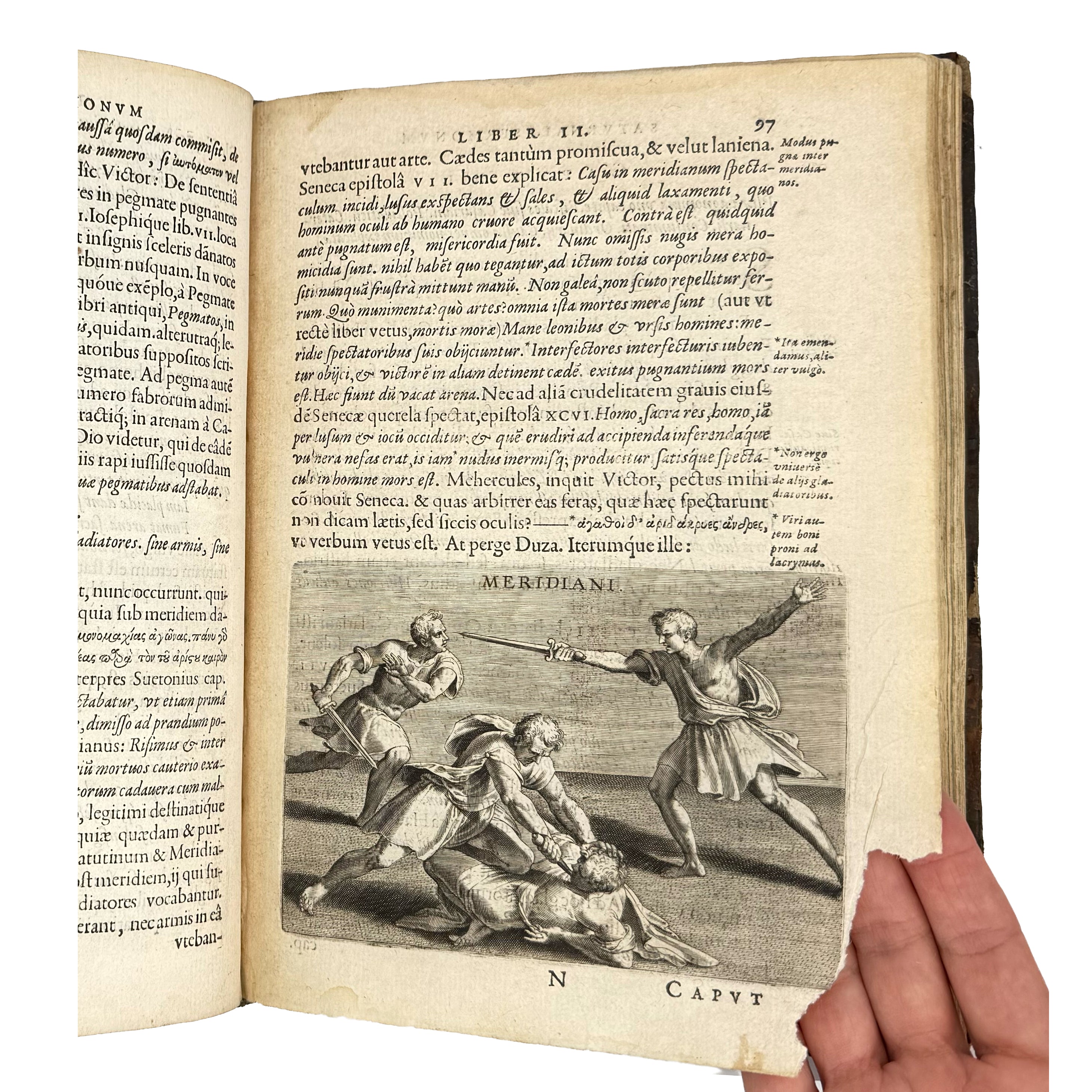 Saturnalium Sermonum libri duo, qui de Gladiatoribus; BOUND WITH: De Amphiteatro Liber (INCL: De Amphiteatris quae extra Romam libellus) by Lipsius, Justus: a rare visual excerpt of the 1604 illustrated wonders volume