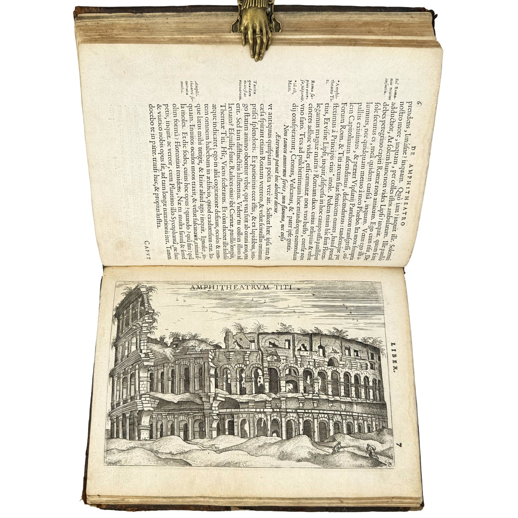 Saturnalium Sermonum libri duo, qui de Gladiatoribus; BOUND WITH: De Amphiteatro Liber (INCL: De Amphiteatris quae extra Romam libellus) by Lipsius, Justus: a singularly preserved detail from the 1604 illustrated wonders piece