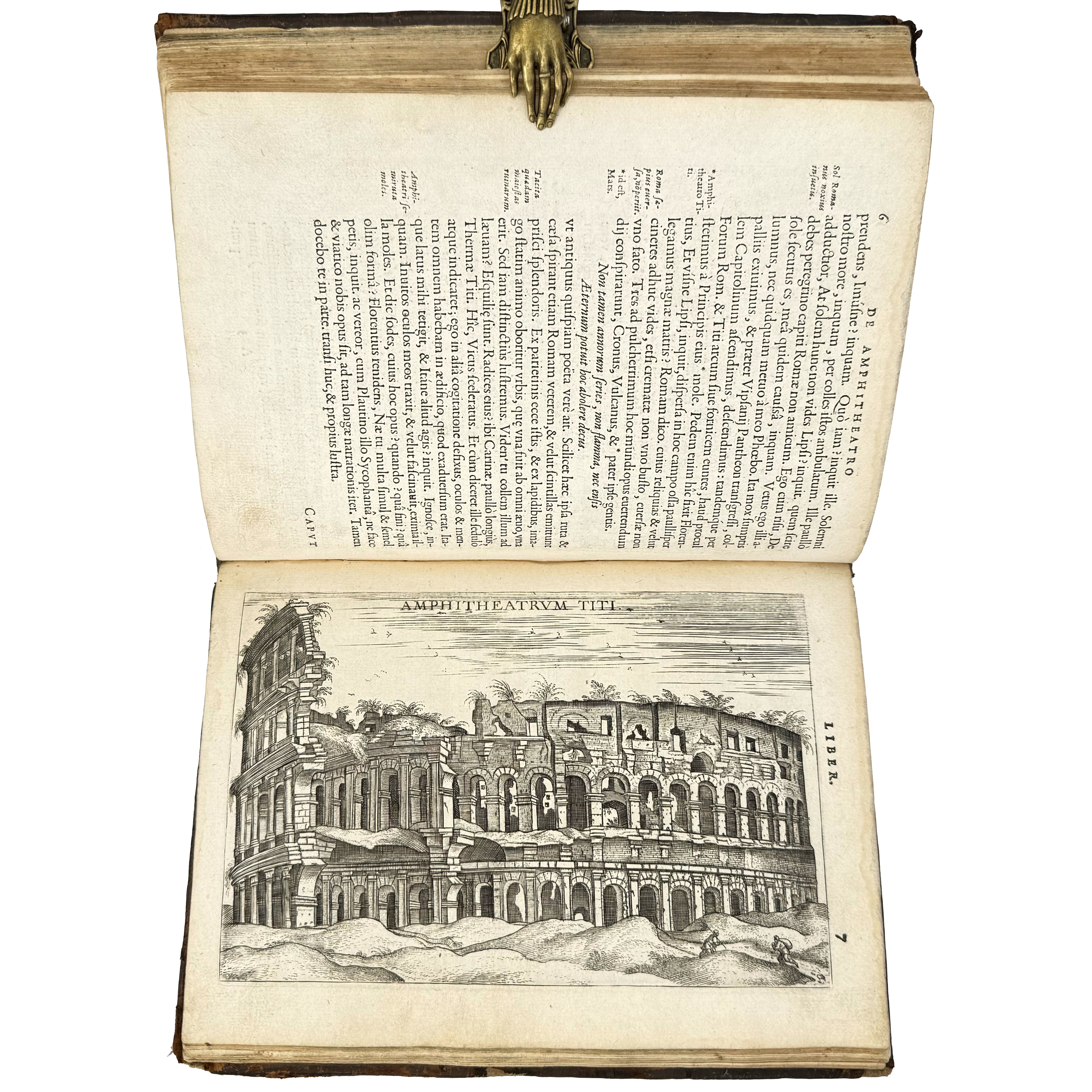 Saturnalium Sermonum libri duo, qui de Gladiatoribus; BOUND WITH: De Amphiteatro Liber (INCL: De Amphiteatris quae extra Romam libellus) by Lipsius, Justus: a singularly preserved detail from the 1604 illustrated wonders piece