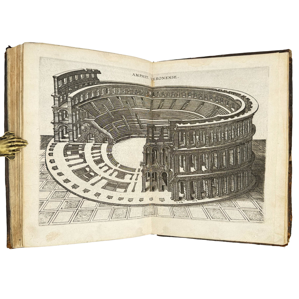Saturnalium Sermonum libri duo, qui de Gladiatoribus; BOUND WITH: De Amphiteatro Liber (INCL: De Amphiteatris quae extra Romam libellus) by Lipsius, Justus: an uncommon representative view of the 1604 illustrated wonders volume